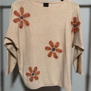 Chic Beige Floral Sweater